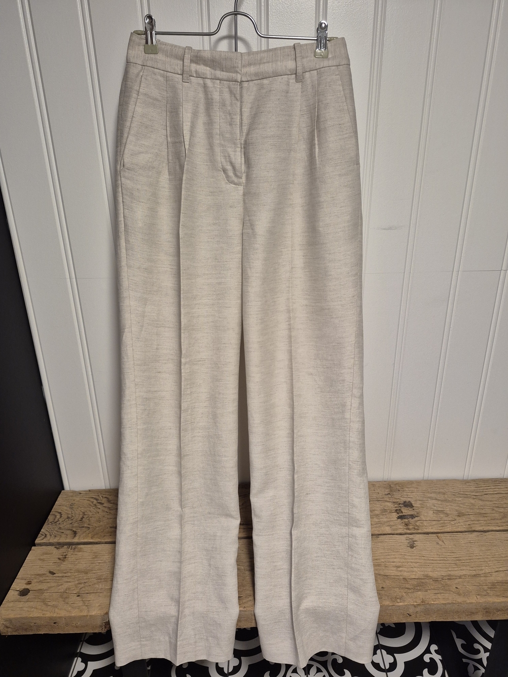 Aritzia Wide-Leg Cream Trousers